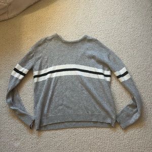 Brandy Melville Grey Sweater with Black and White Stripes